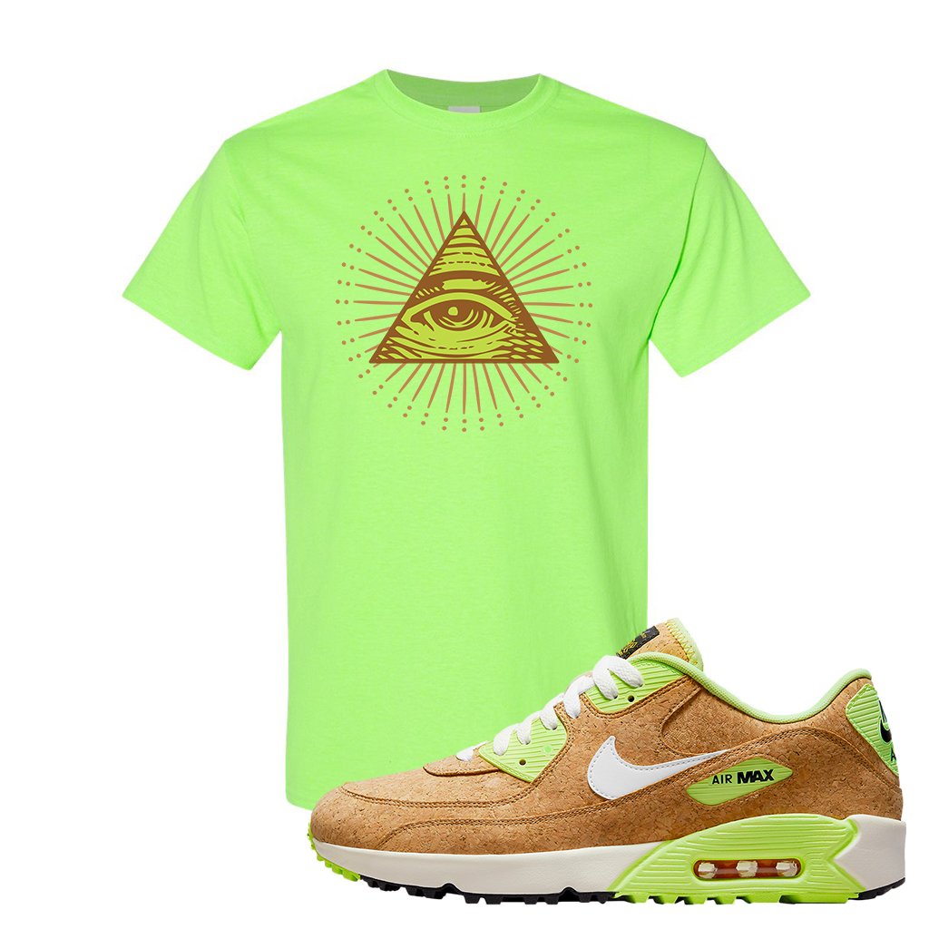 Golf Cork 90s T Shirt | All Seeing Eye, Neon Green