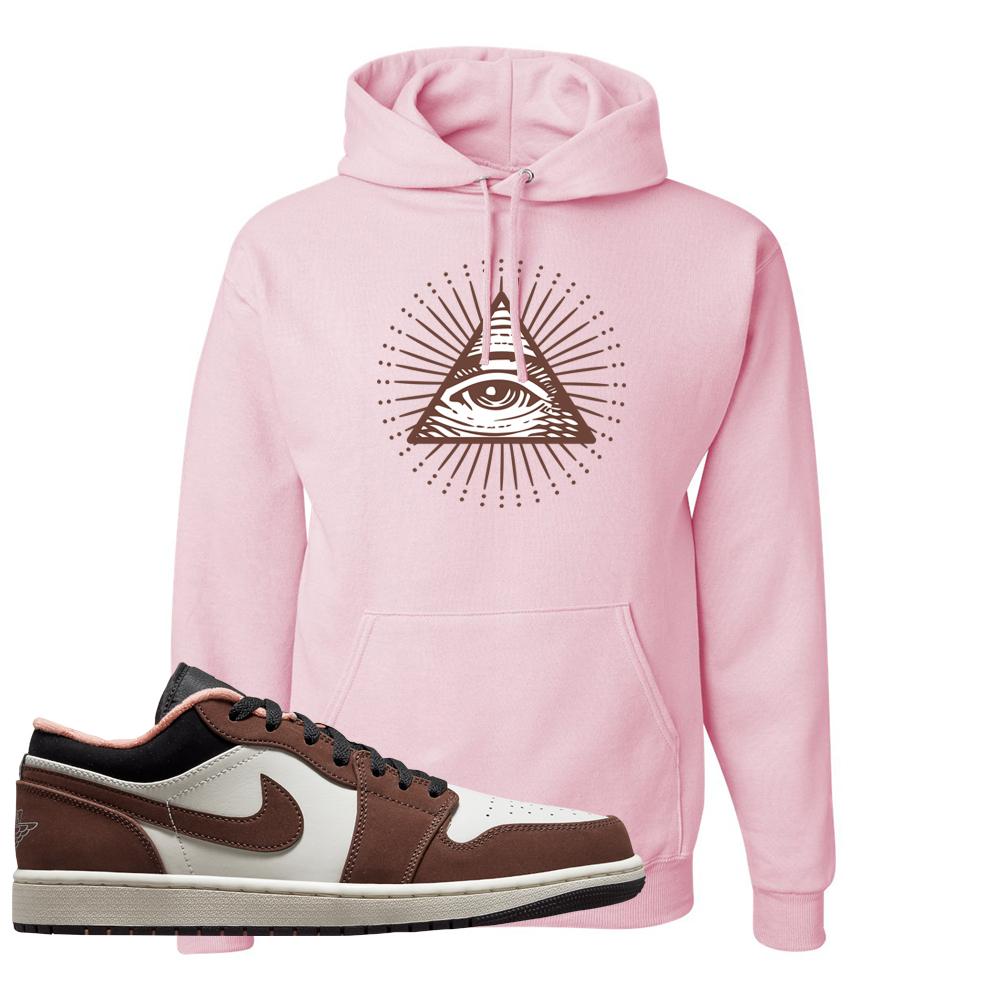 Mocha Low 1s Hoodie | All Seeing Eye, Light Pink