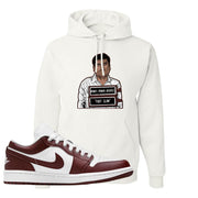 Air Jordan 1 Low Team Red Hoodie | El Chapo Illustration, White