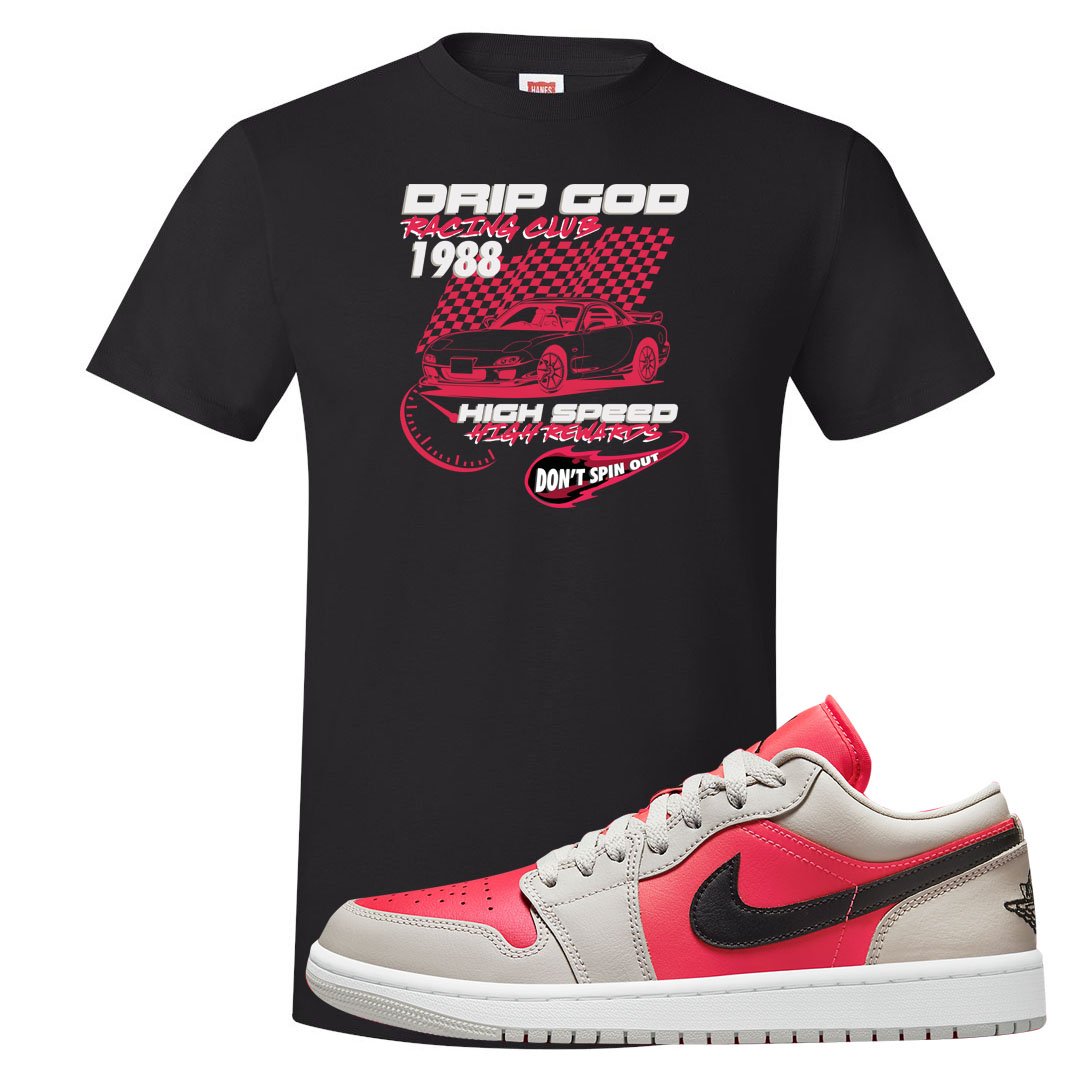 Light Iron Ore Low 1s T Shirt | Drip God Racing Club, Black