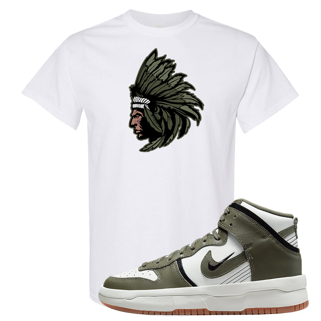 Cargo Khaki Rebel High Dunks T Shirt | Indian Chief, White