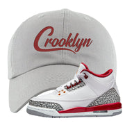 Cardinal Red 3s Dad Hat | Crooklyn, Light Gray