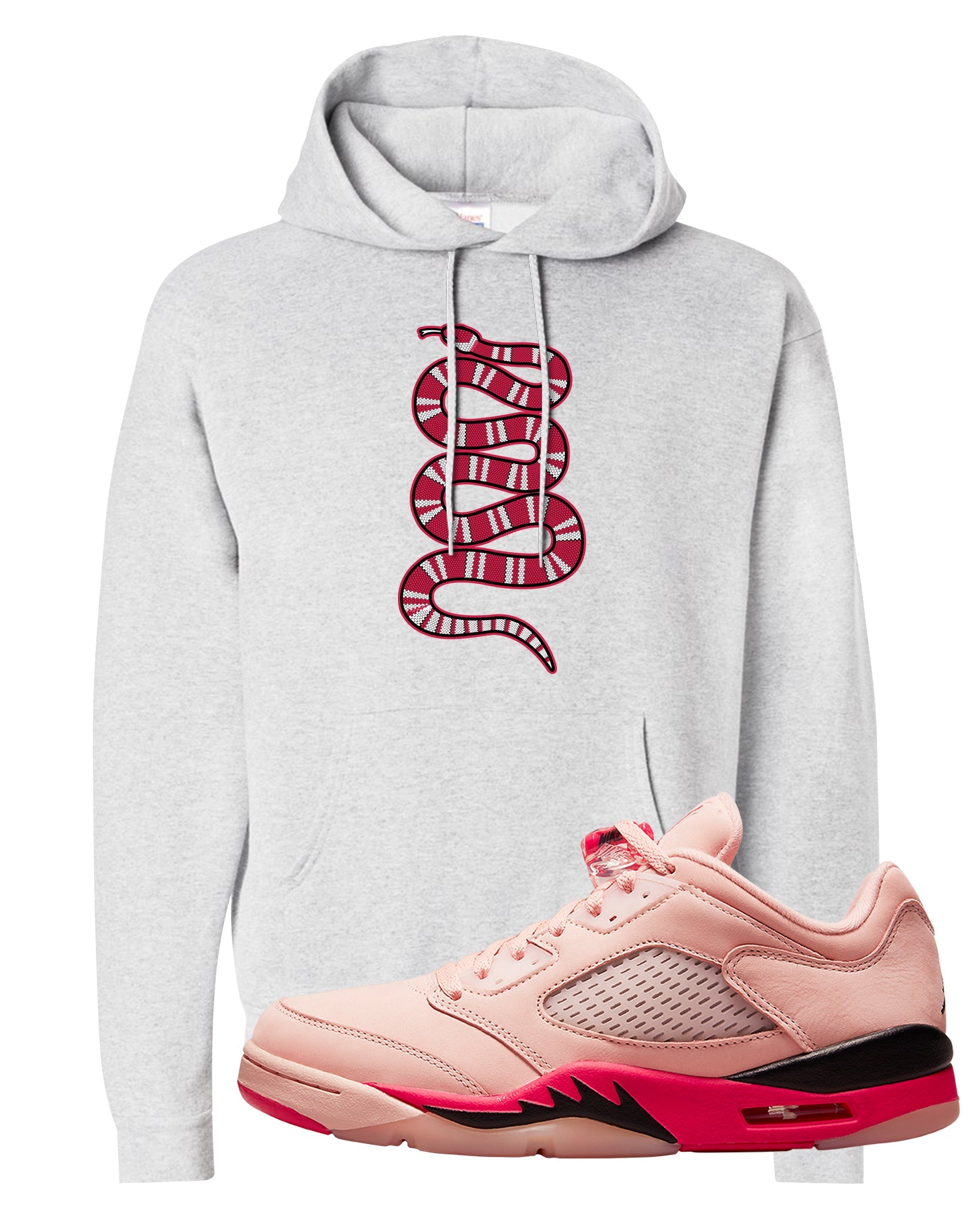 Arctic Pink Low 5s Hoodie | Coiled Snake, Ash