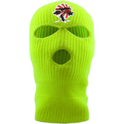Embroidered on the front of the Foot Clan Bonsai Tree safety yellow ski mask is the Foot Clan Bonsai Tree Rising Sun logo  frozen yellow 350 yeezy | jackboys mask