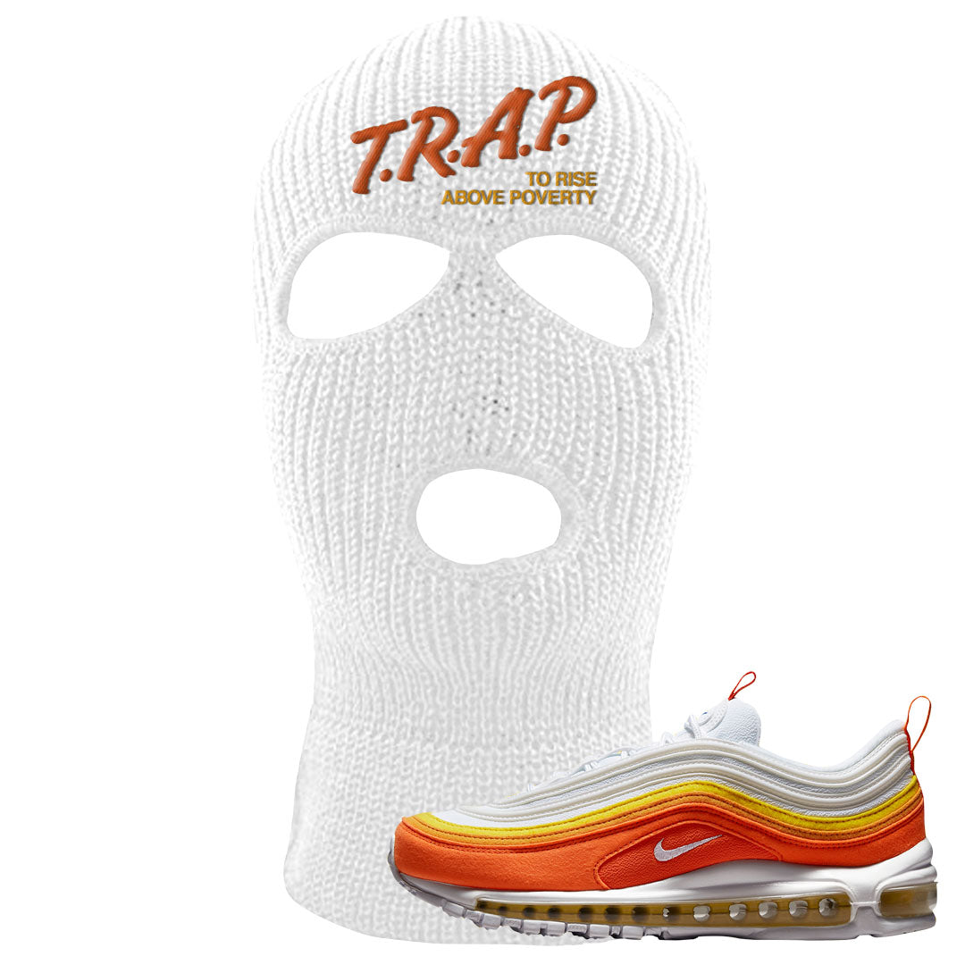Club Orange Yellow 97s Ski Mask | Trap To Rise Above Poverty, White
