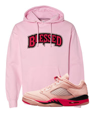 Arctic Pink Low 5s Hoodie | Blessed Arch, Light Pink