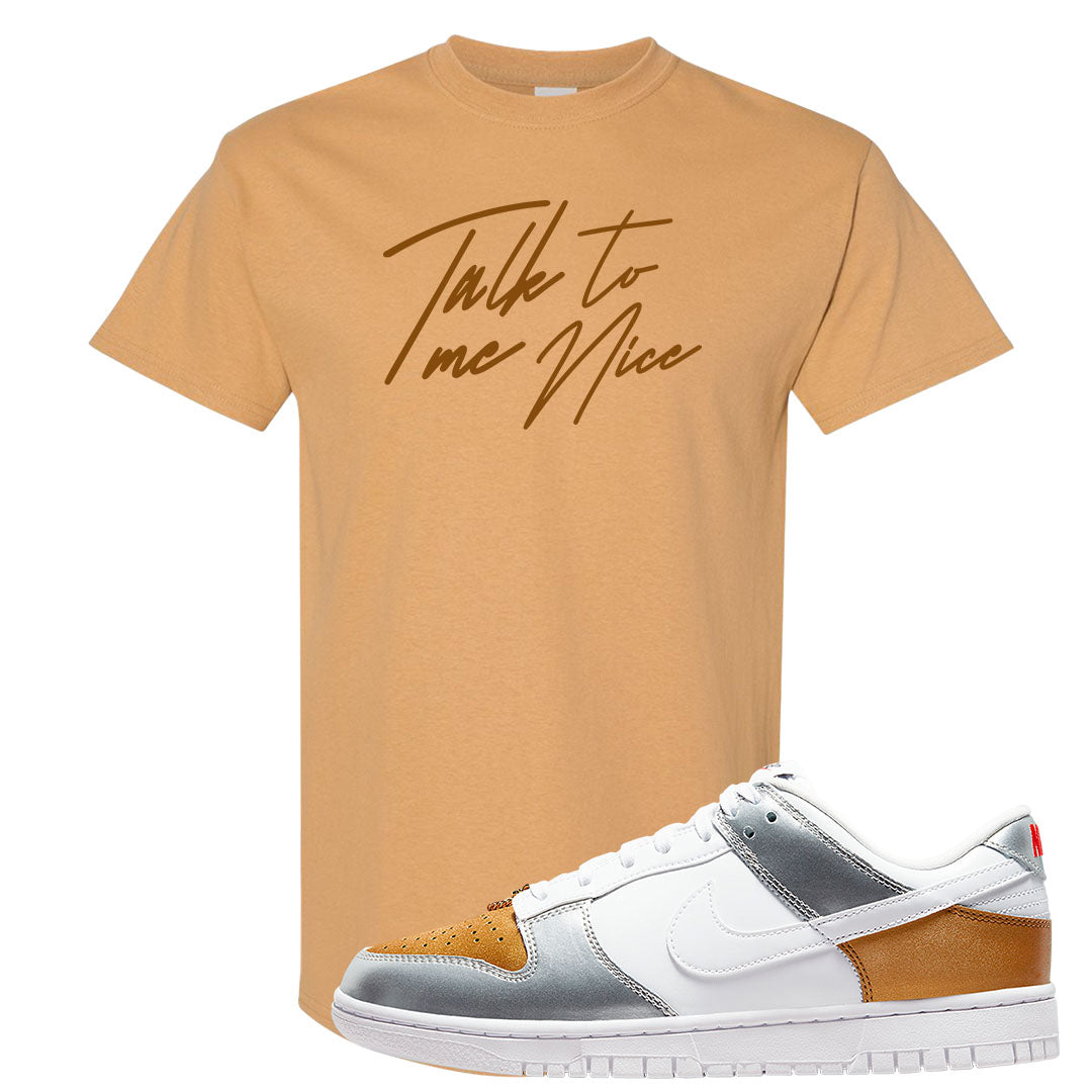 Gold Silver Red Low Dunks T Shirt | Talk To Me Nice, Old Gold