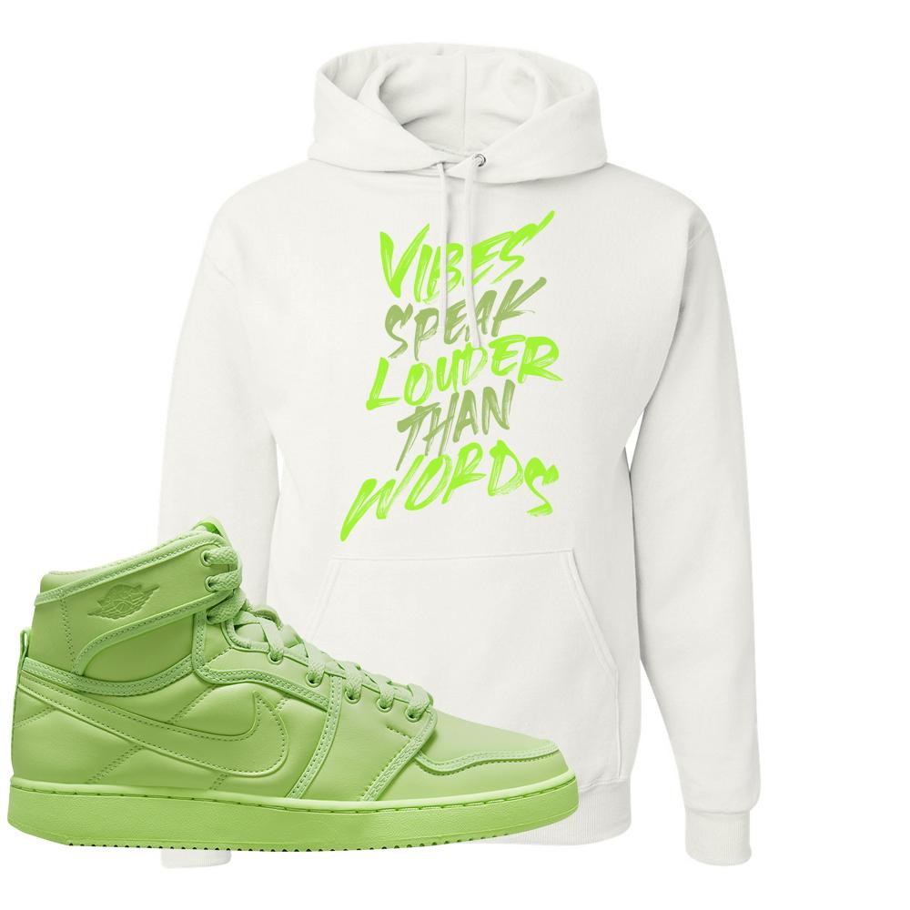 Neon Green KO 1s Hoodie | Vibes Speak Louder Than Words, White