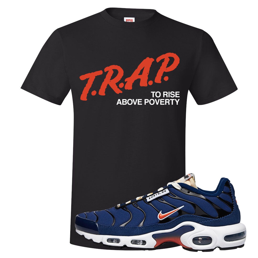 Obsidian AMRC Pluses T Shirt | Trap To Rise Above Poverty, Black