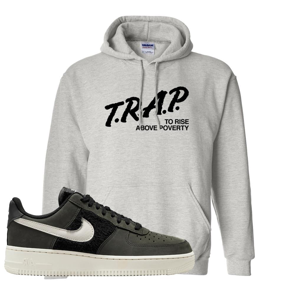 Furry Black Light Bone Low AF 1s Hoodie | Trap To Rise Above Poverty, Ash