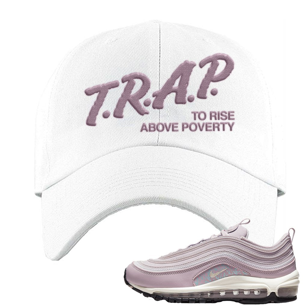 Pastel Purple 97s Dad Hat | Trap To Rise Above Poverty, White