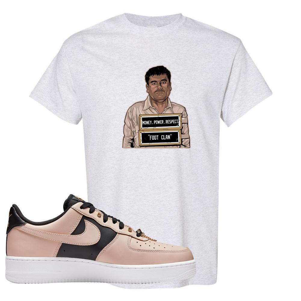 Air Force 1 Low Bling Tan Leather T Shirt | El Chapo Illustration, Ash