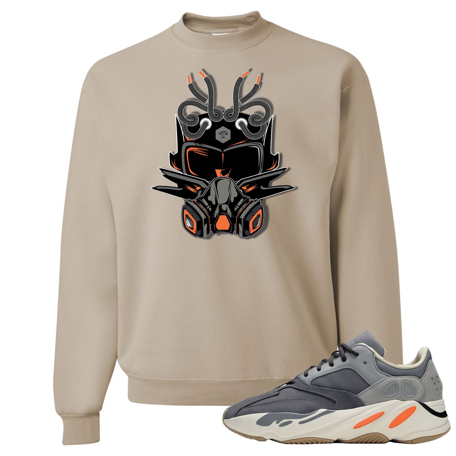 Yeezy Boost 700 Magnet Sneaker Mask Sandstone Sneaker Matching Crewneck Sweatshirt