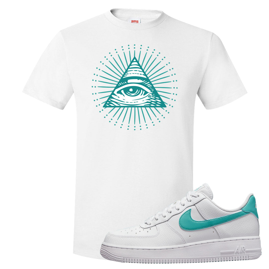 Washed Teal Low 1s T Shirt | All Seeing Eye, White