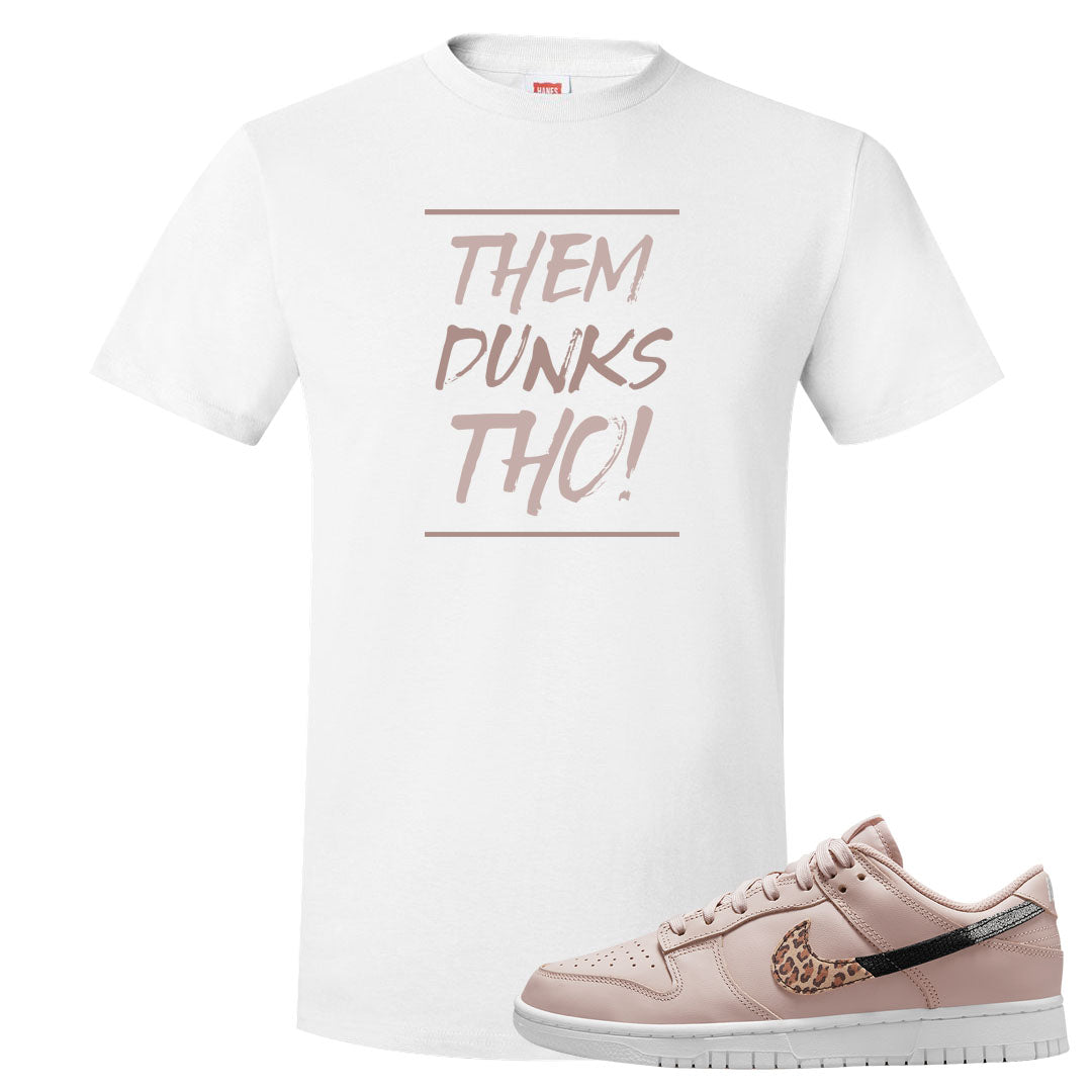 Primal Dusty Pink Leopard Low Dunks T Shirt | Them Dunks Tho, White