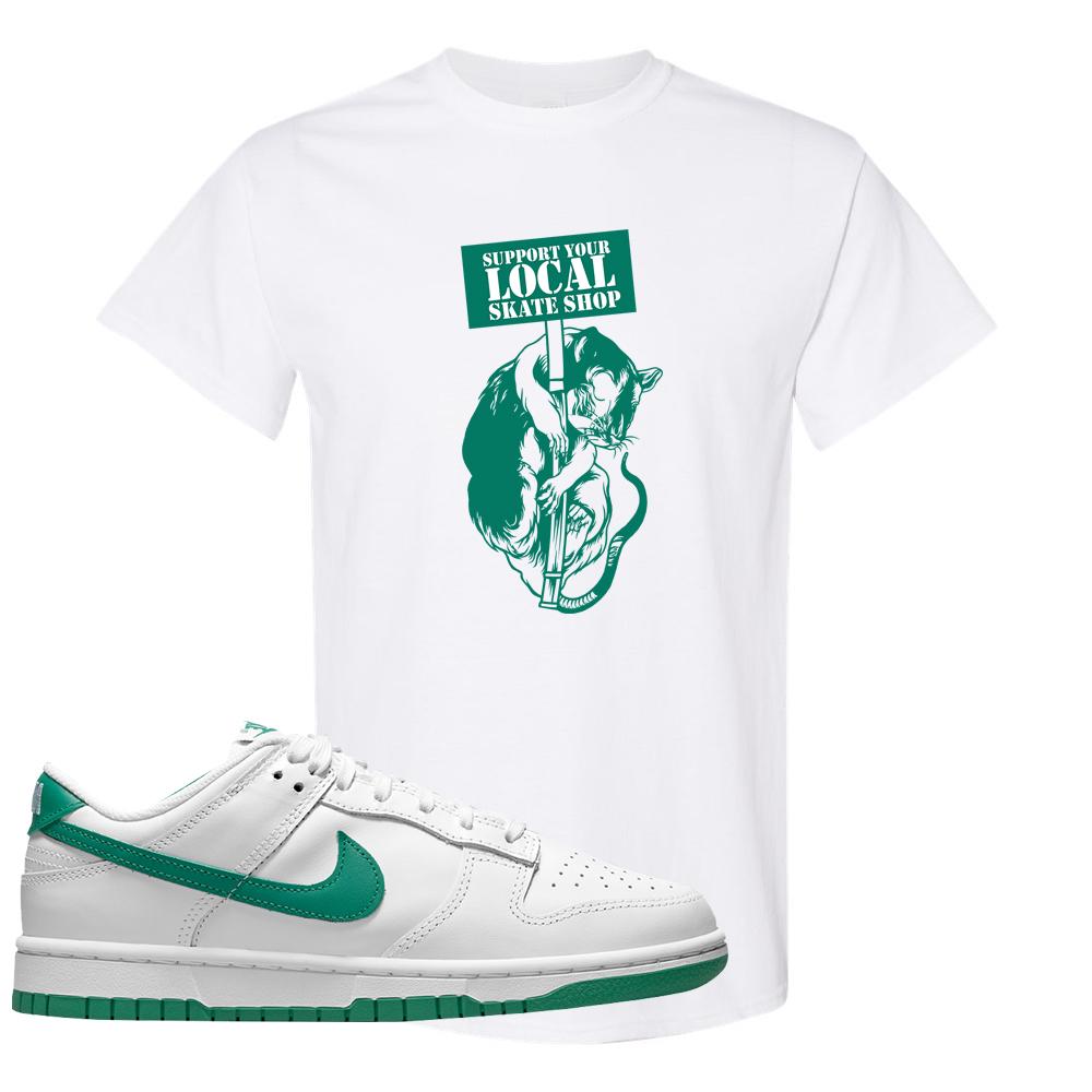 White Green Low Dunks T Shirt | Support Your Local Skate Shop, White