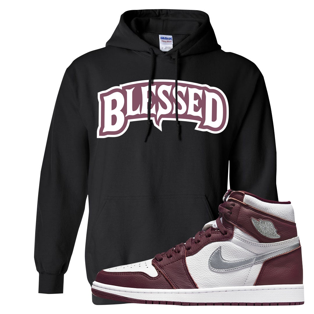 Bordeaux 1s Hoodie | Blessed Arch, Black