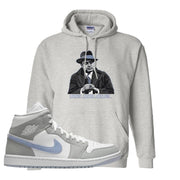 Wolf Grey Mid 1s Hoodie | Capone Illustration, Ash