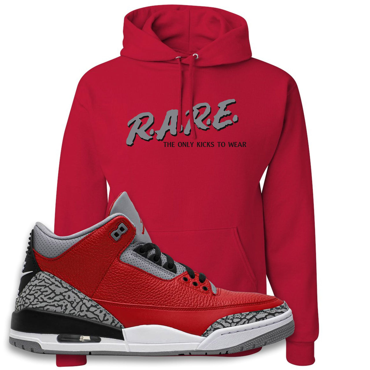 Jordan 3 Red Cement Chicago All-Star Sneaker True Red Pullover Hoodie | Hoodie to match Jordan 3 All Star Red Cement Shoes | Trap International