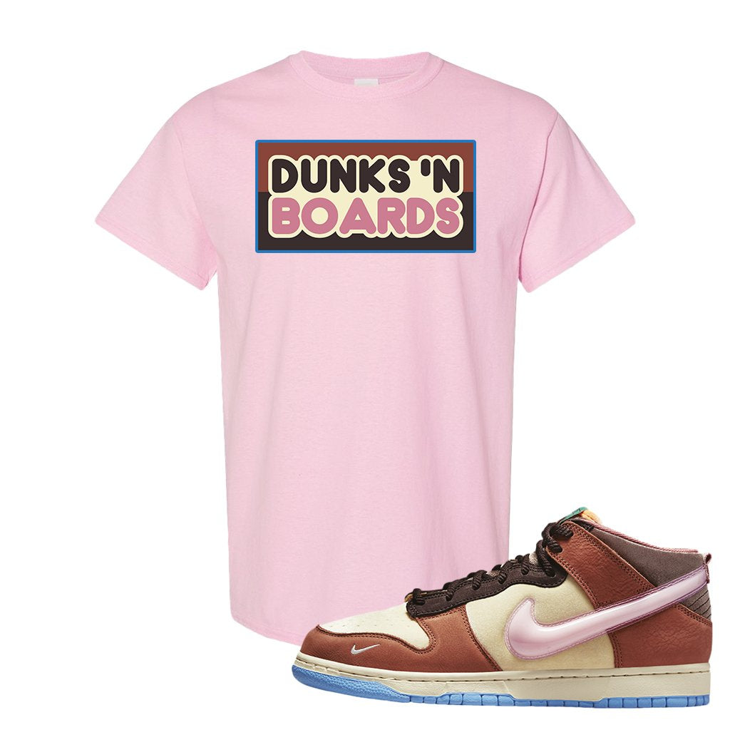 Chocolate Milk Mid Dunks T Shirt | Dunks N Boards, Light Pink