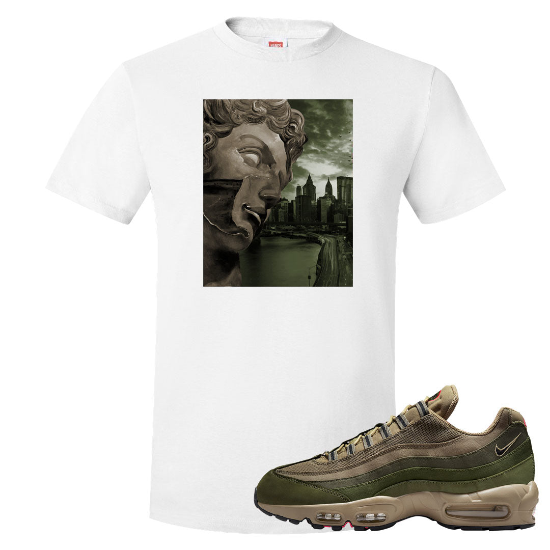 Medium Olive Rough Green 95s T Shirt | Miguel, White