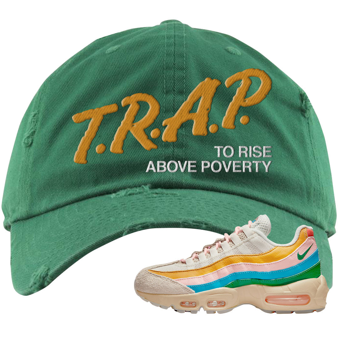 Rise Unity Sail 95s Distressed Dad Hat | Trap To Rise Above Poverty, Kelly Green