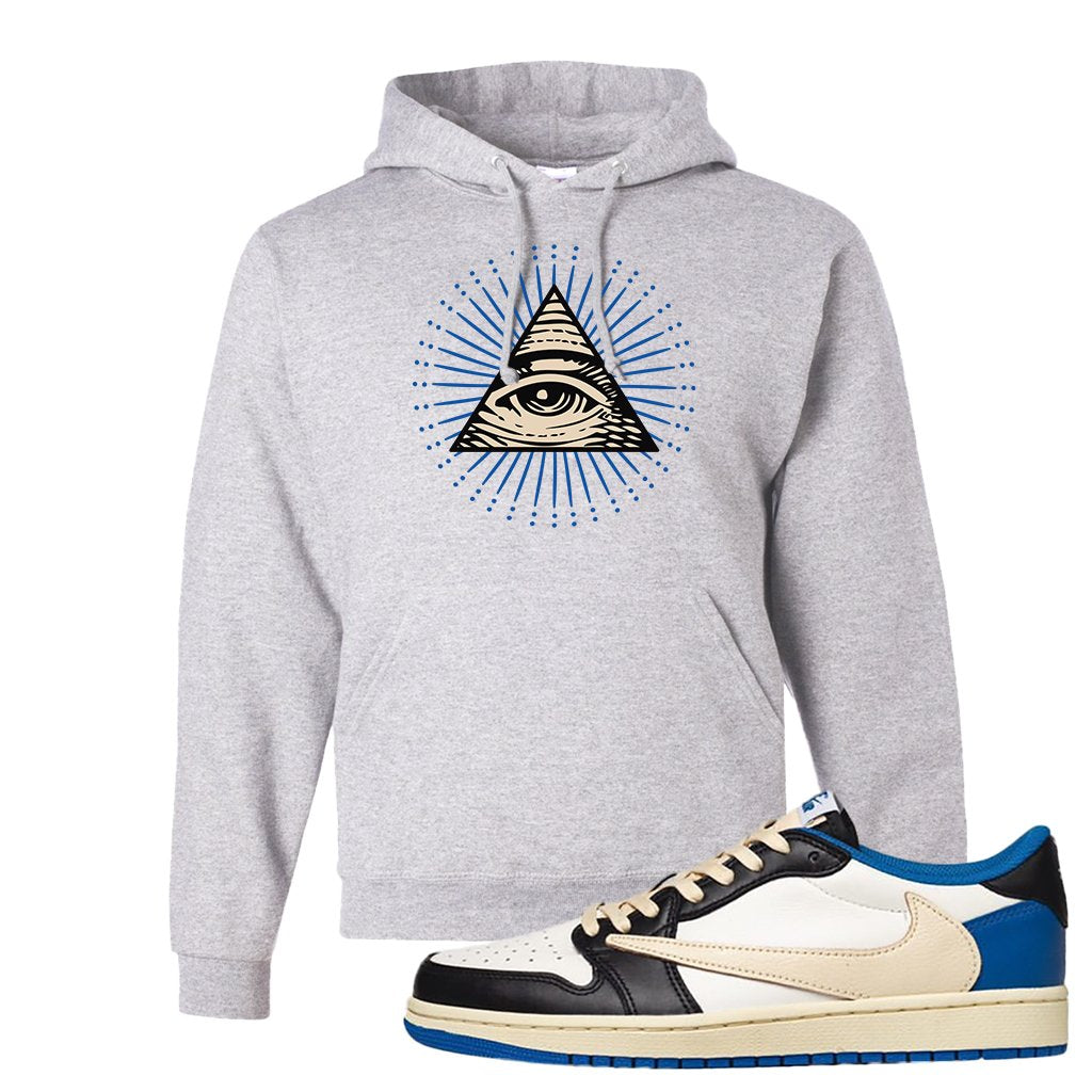 Sail Black Military Blue Shy Pink Low 1s Hoodie | All Seeing Eye, Ash