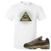 Medium Olive Rough Green 95s T Shirt | All Seeing Eye, White