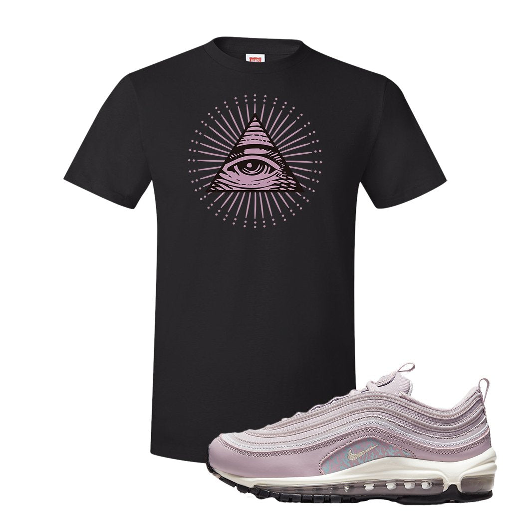 Pastel Purple 97s T Shirt | All Seeing Eye, Black