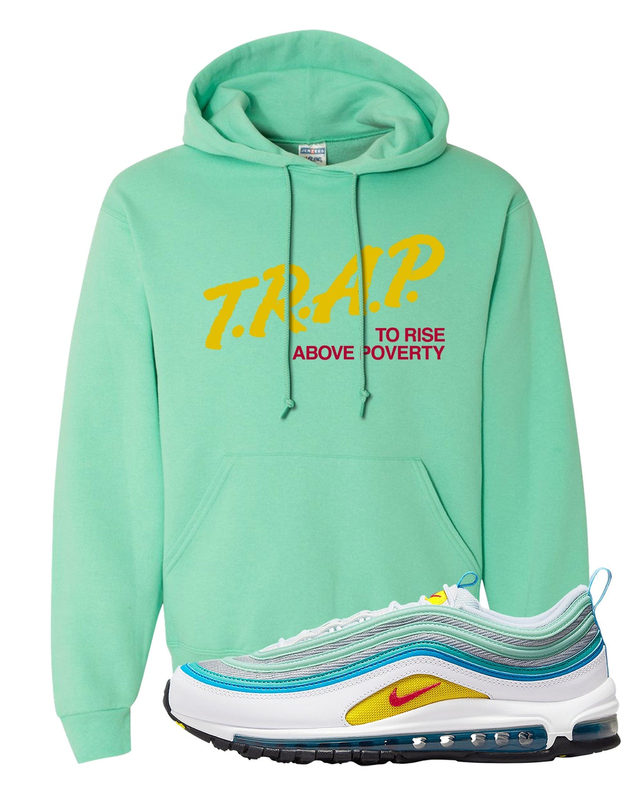 Spring Floral 97s Hoodie | Trap To Rise Above Poverty, Cool Mint