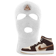 Brown Fleece Mid 1s Ski Mask | All Seeing Eye, White