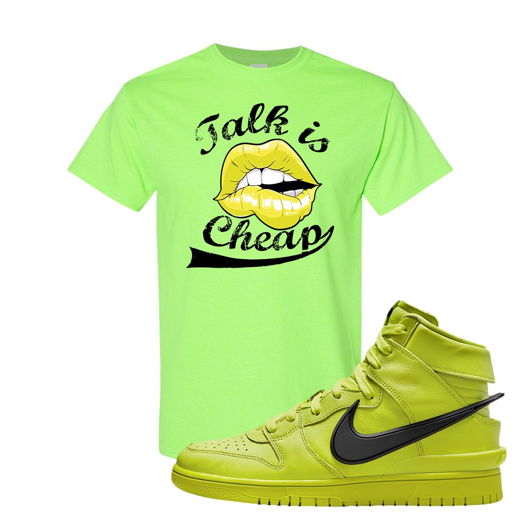 Atomic Green High Dunks T Shirt | Talk Lips, Safety Green