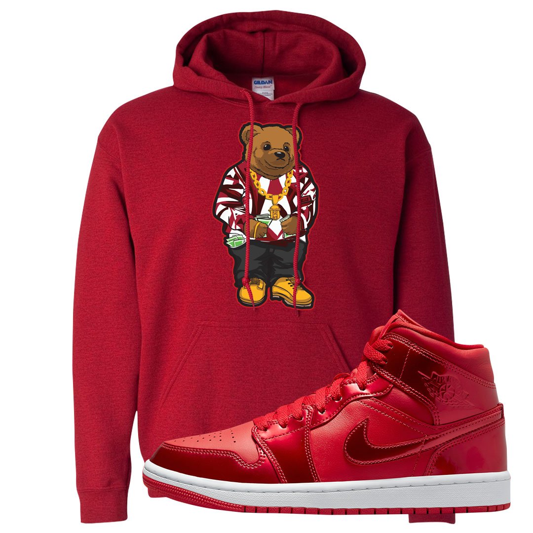 University Red Pomegranate Mid 1s Hoodie | Sweater Bear, Red