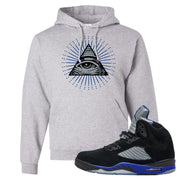 Racer Blue 5s Hoodie | All Seeing Eye, Ash