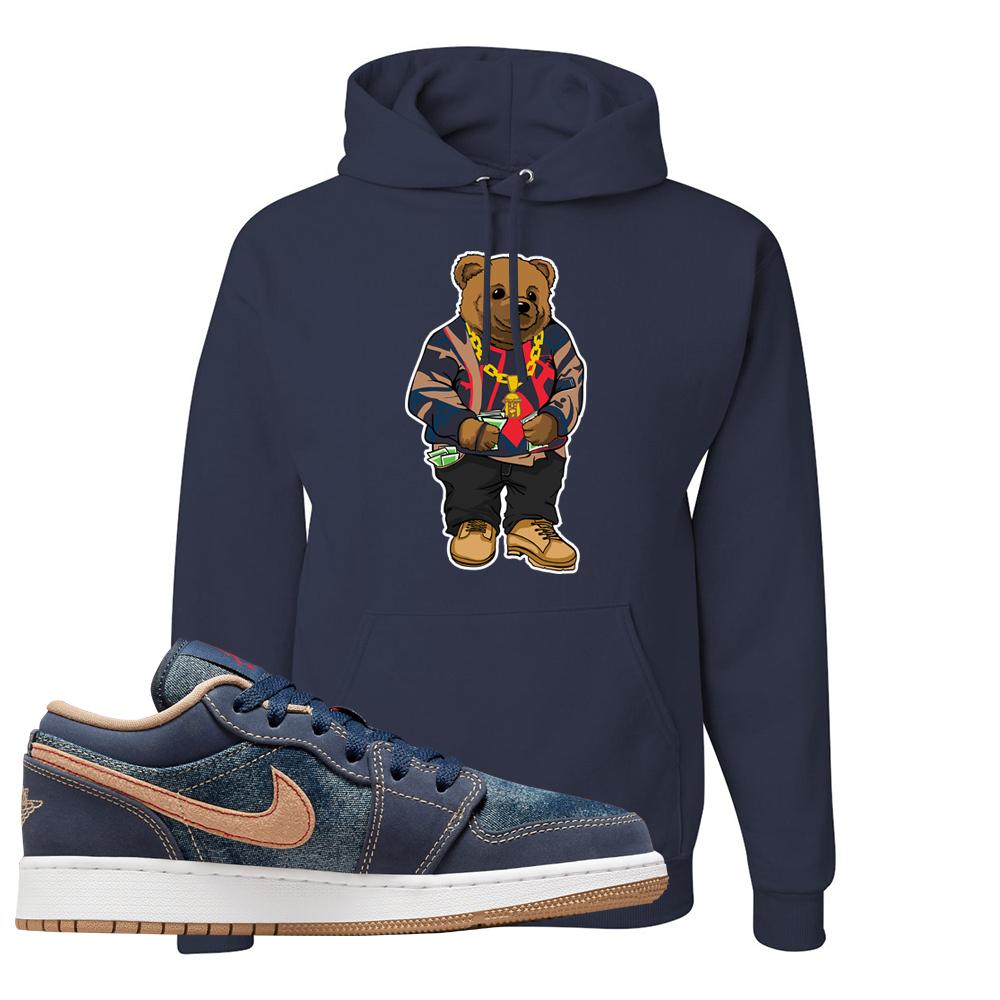 Denim Gum Bottom Low 1s Hoodie | Sweater Bear, Navy Blue