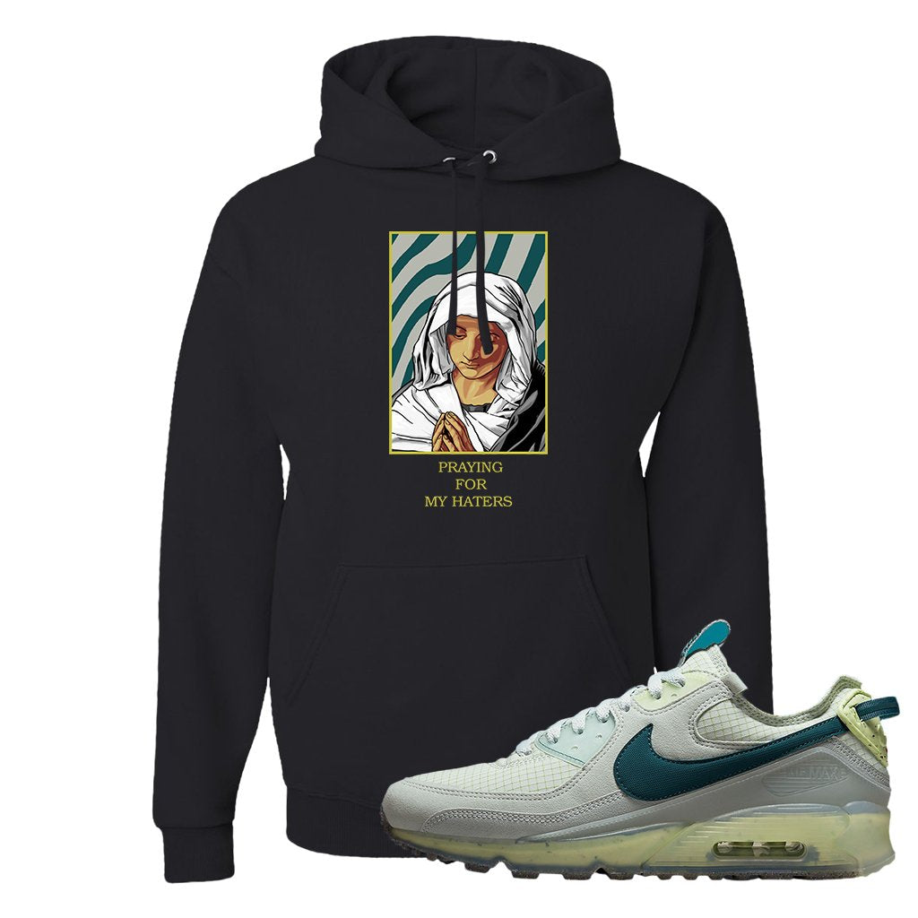 Seafoam Dark Teal Green 90s Hoodie | God Told Me, Black