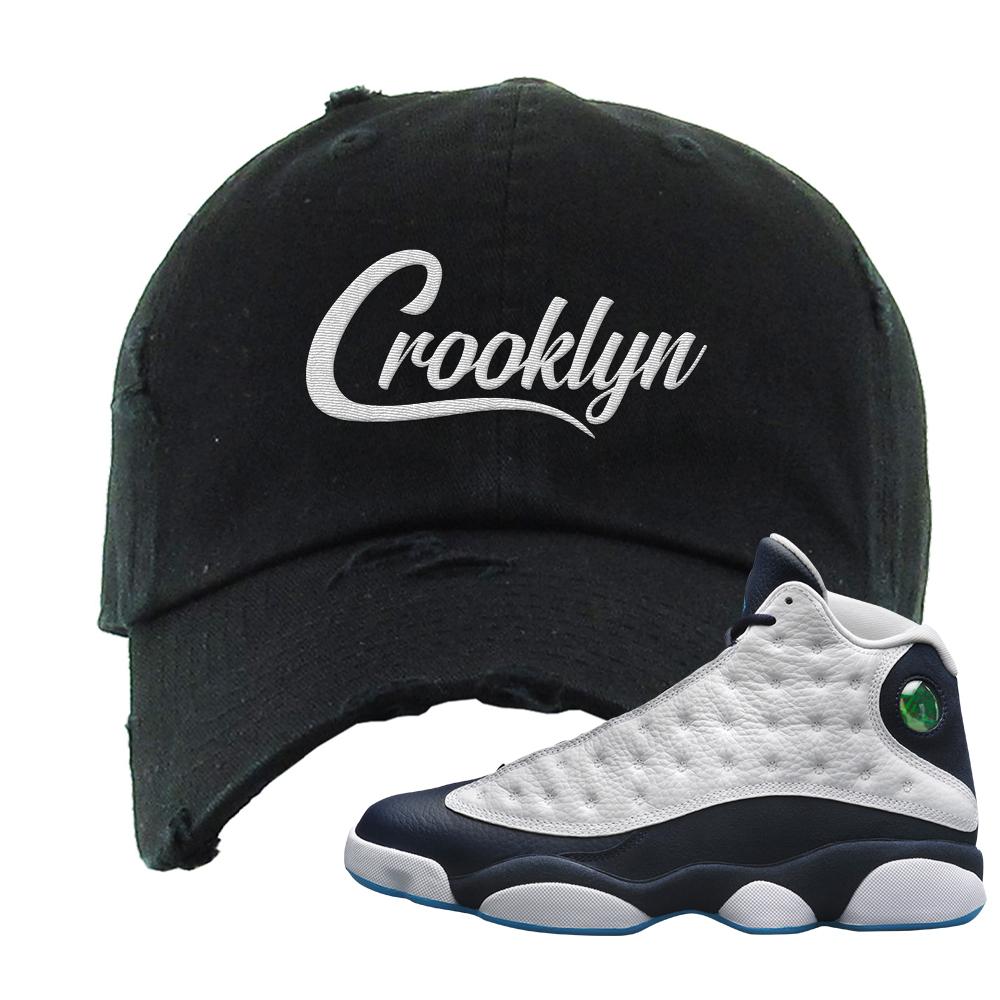 Obsidian 13s Distressed Dad Hat | Crooklyn, Black