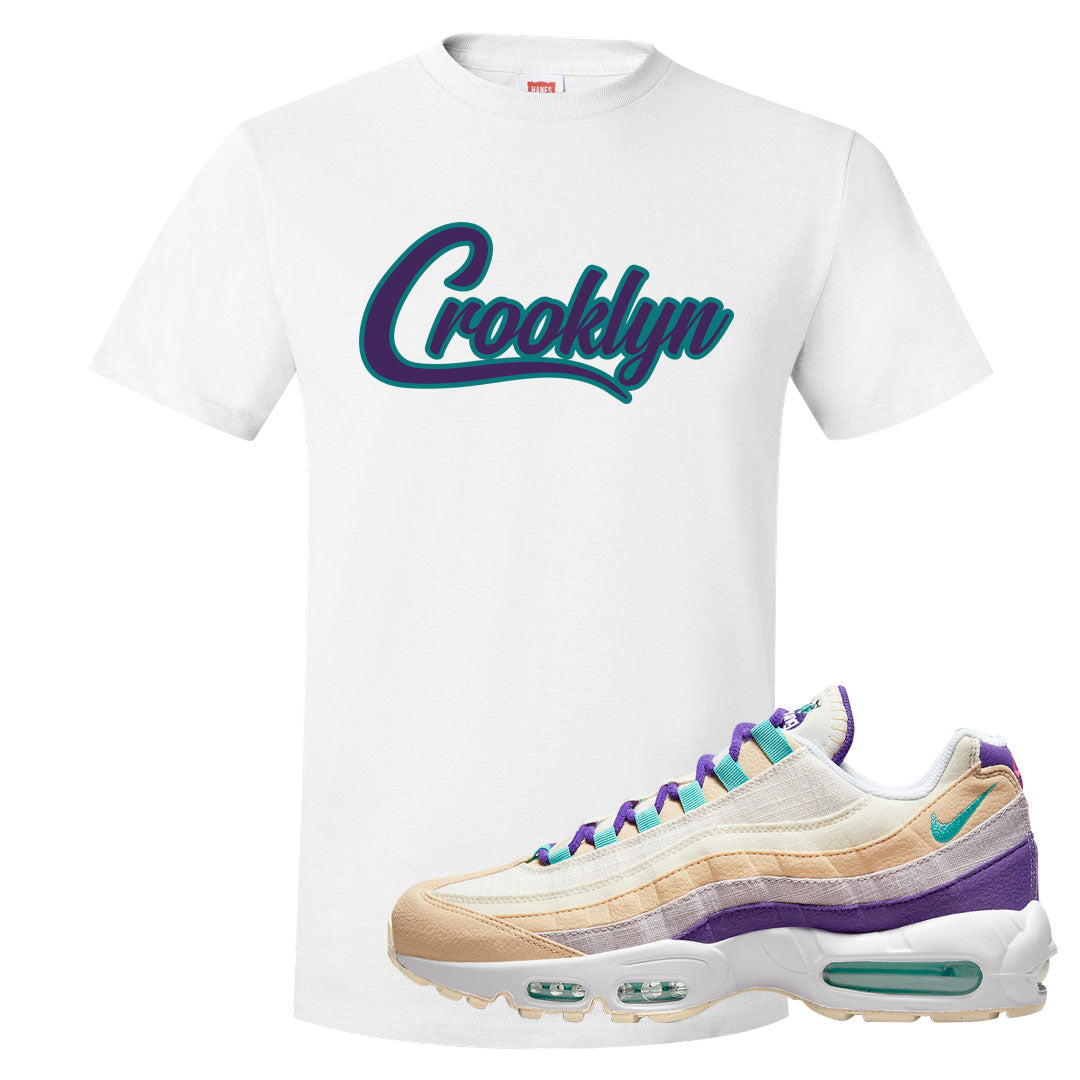Sprung Natural Purple 95s T Shirt | Crooklyn, White