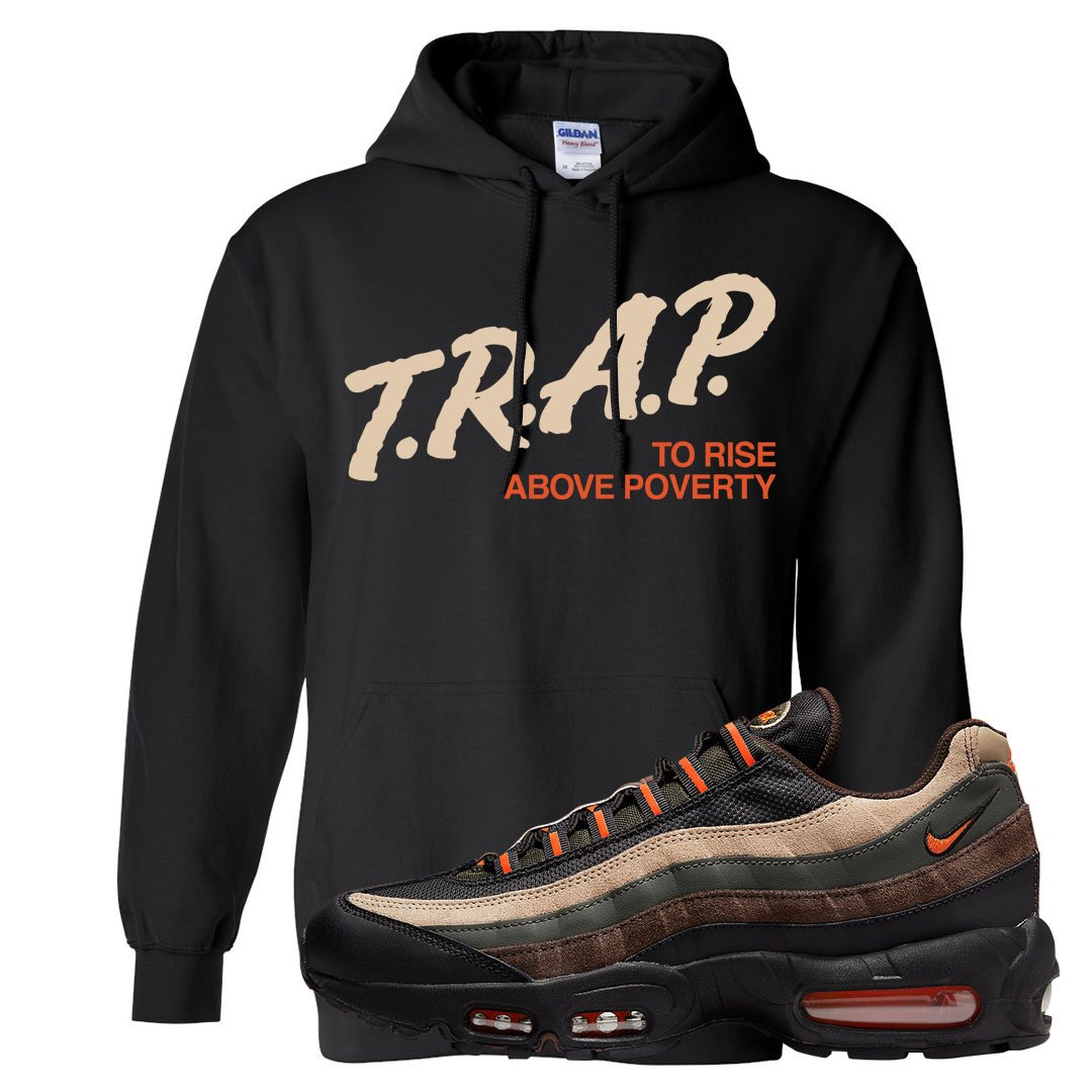 Dark Army Orange Blaze 95s Hoodie | Trap To Rise Above Poverty, Black