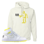 Air Jordan 1 First Class Flight Barcode Robot White Sneaker Matching Pullover Hoodie