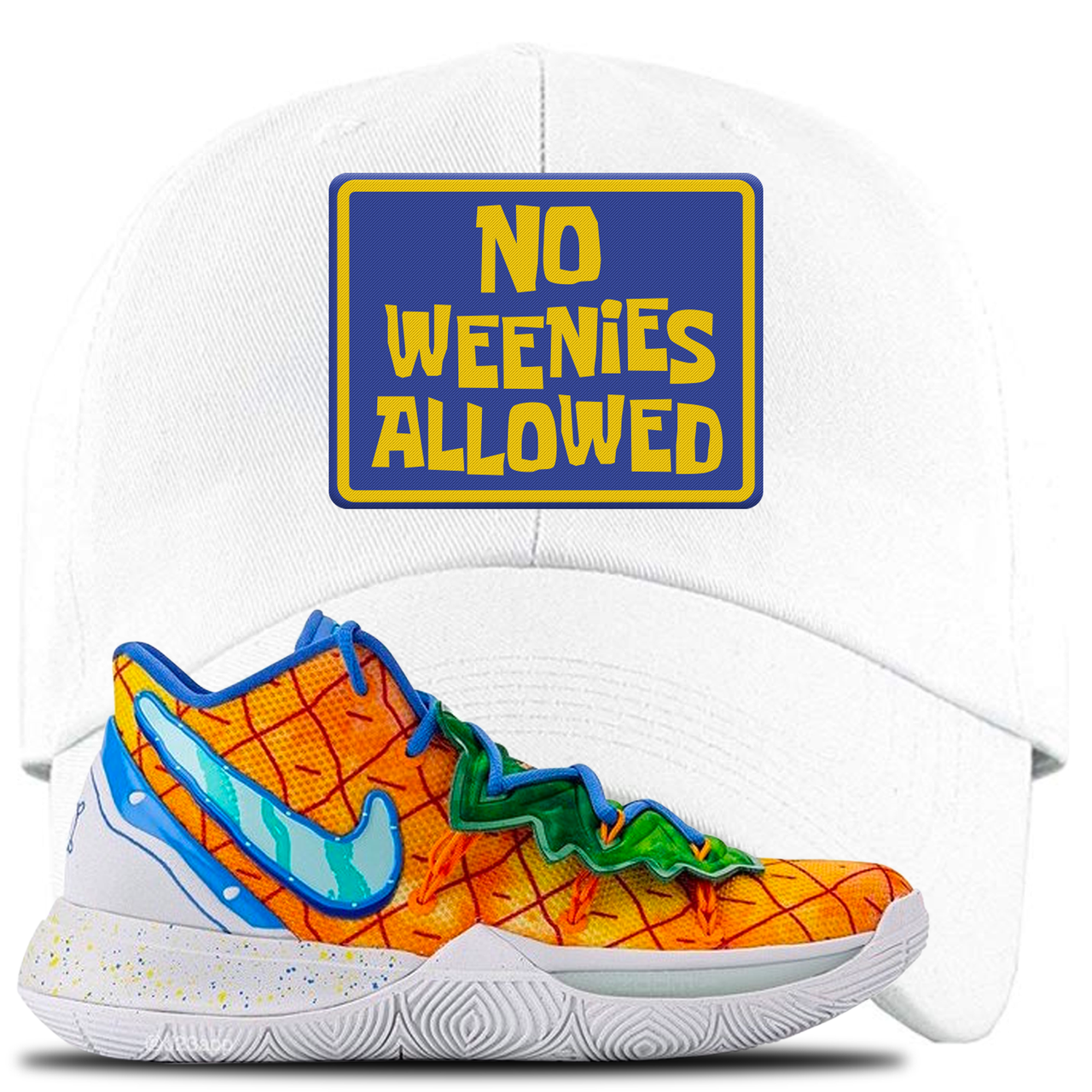 Kyrie 5 Pineapple House No Weenies Allowed White Sneaker Hook Up Dad Hat
