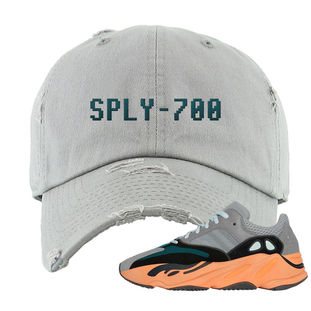 Wash Orange 700s Distressed Dad Hat | Sply-700, Light Gray