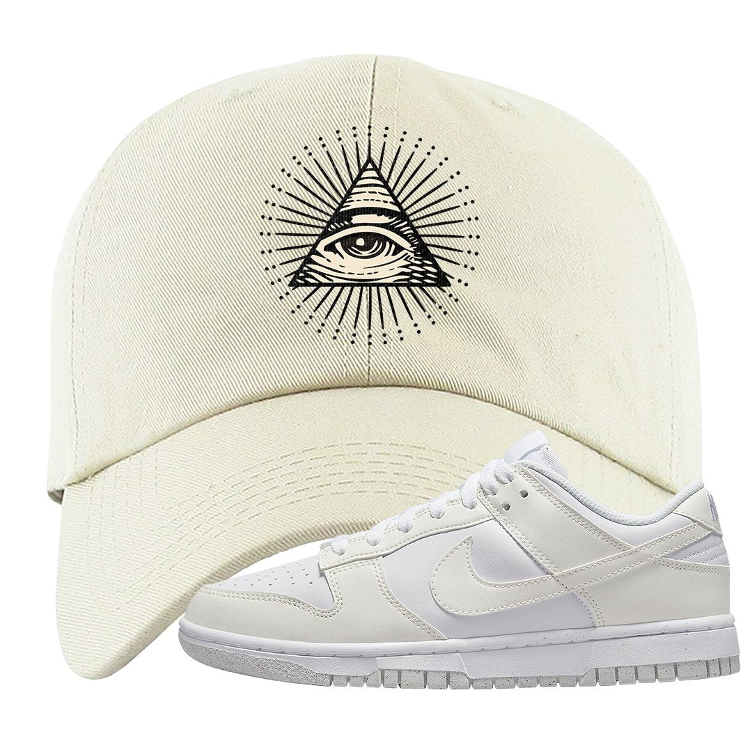 Next Nature White Low Dunks Dad Hat | All Seeing Eye, White