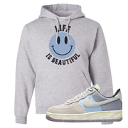 Womens Mountain White Blue AF 1s Hoodie | Smile Life Is Beautiful, Black