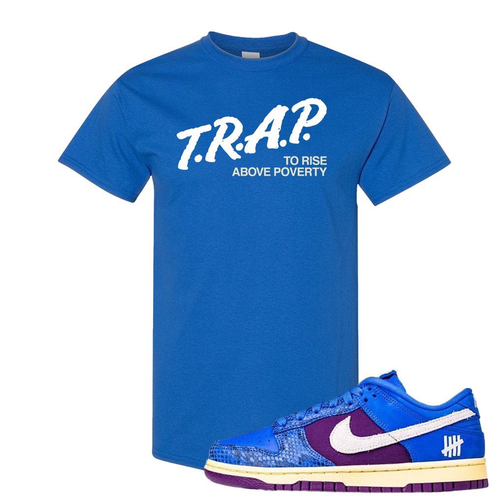 SB Dunk Low Undefeated Blue Snakeskin T Shirt | Trap To Rise Above Poverty, Royal
