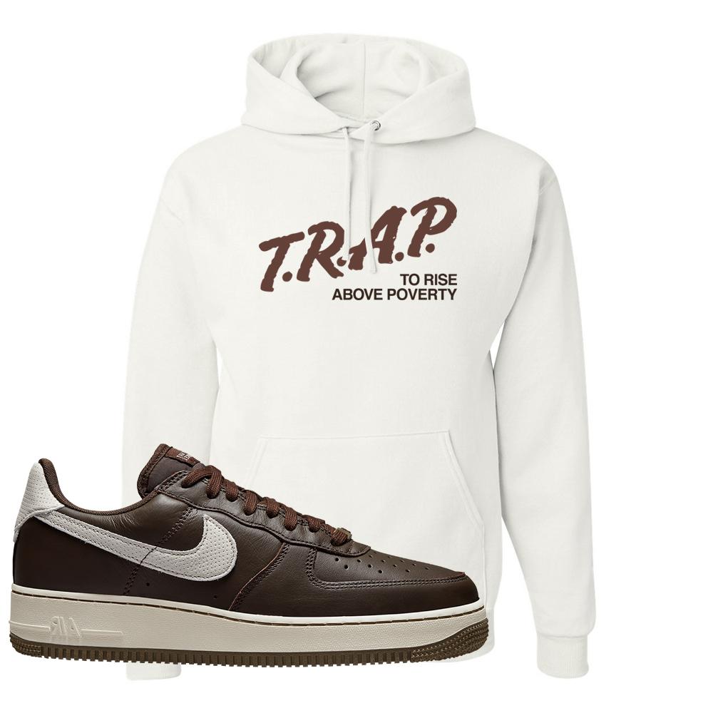Dark Chocolate Leather 1s Hoodie | Trap To Rise Above Poverty, White