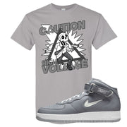 Cool Grey NYC Mid AF1s T Shirt | Caution High Voltage, Gravel
