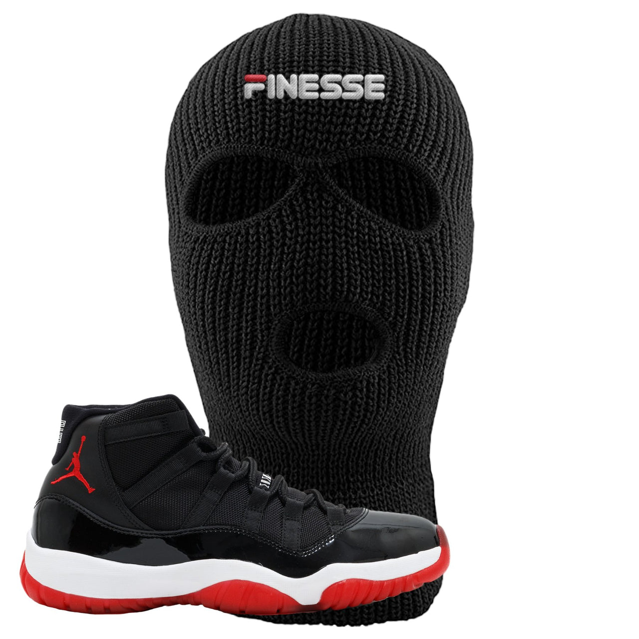 Jordan 11 Bred Finesse Black Sneaker Hook Up Ski Mask