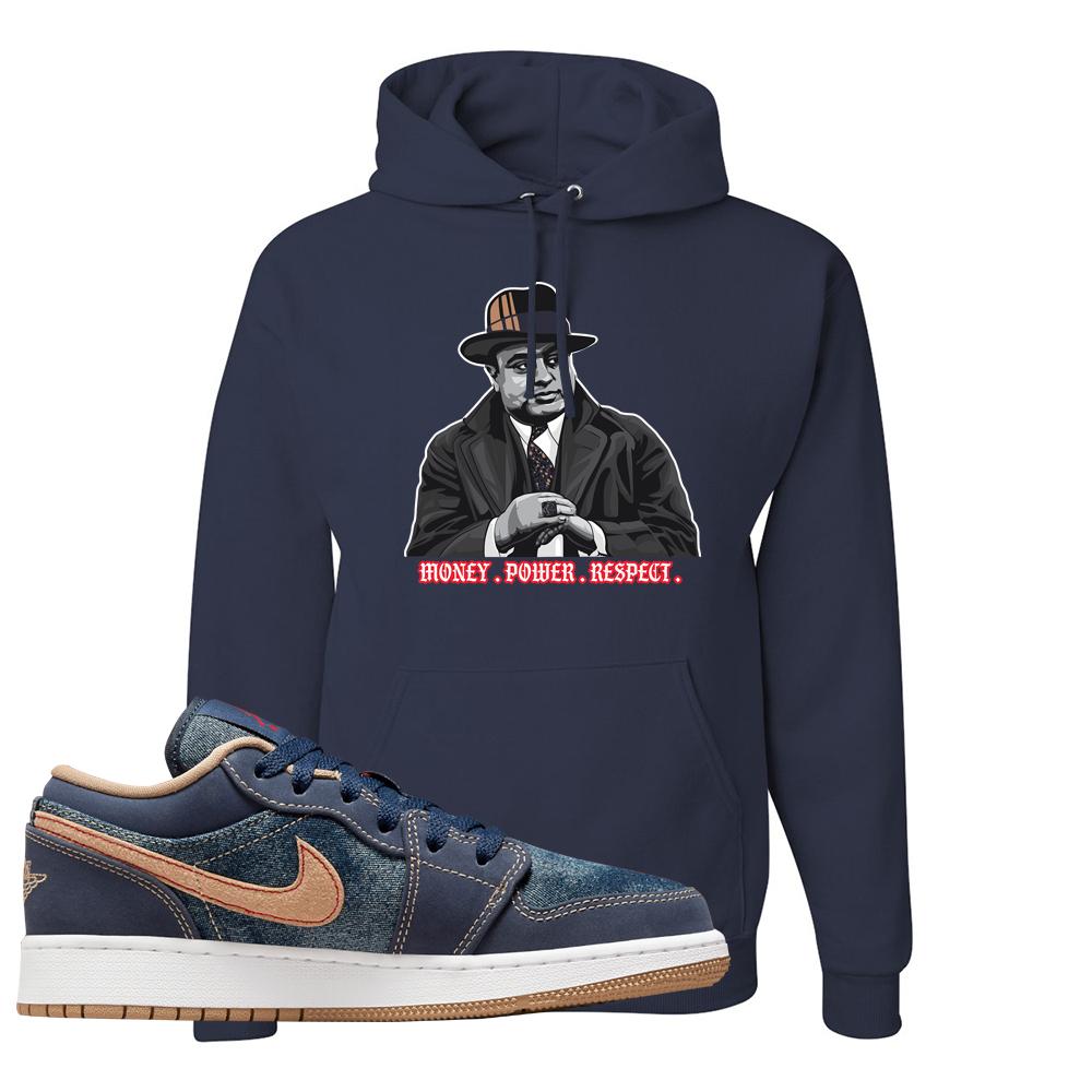 Denim Gum Bottom Low 1s Hoodie | Capone Illustration, Navy Blue