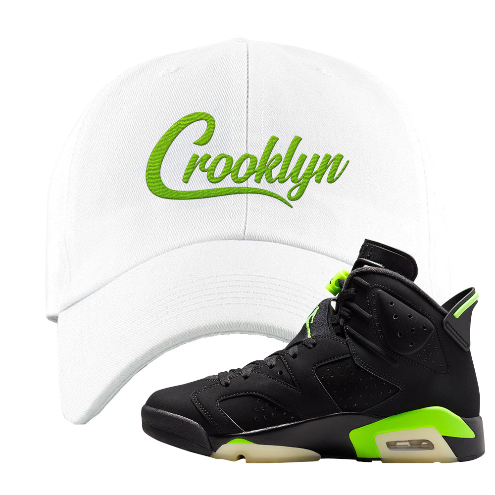Electric Green 6s Dad Hat | Crooklyn, White